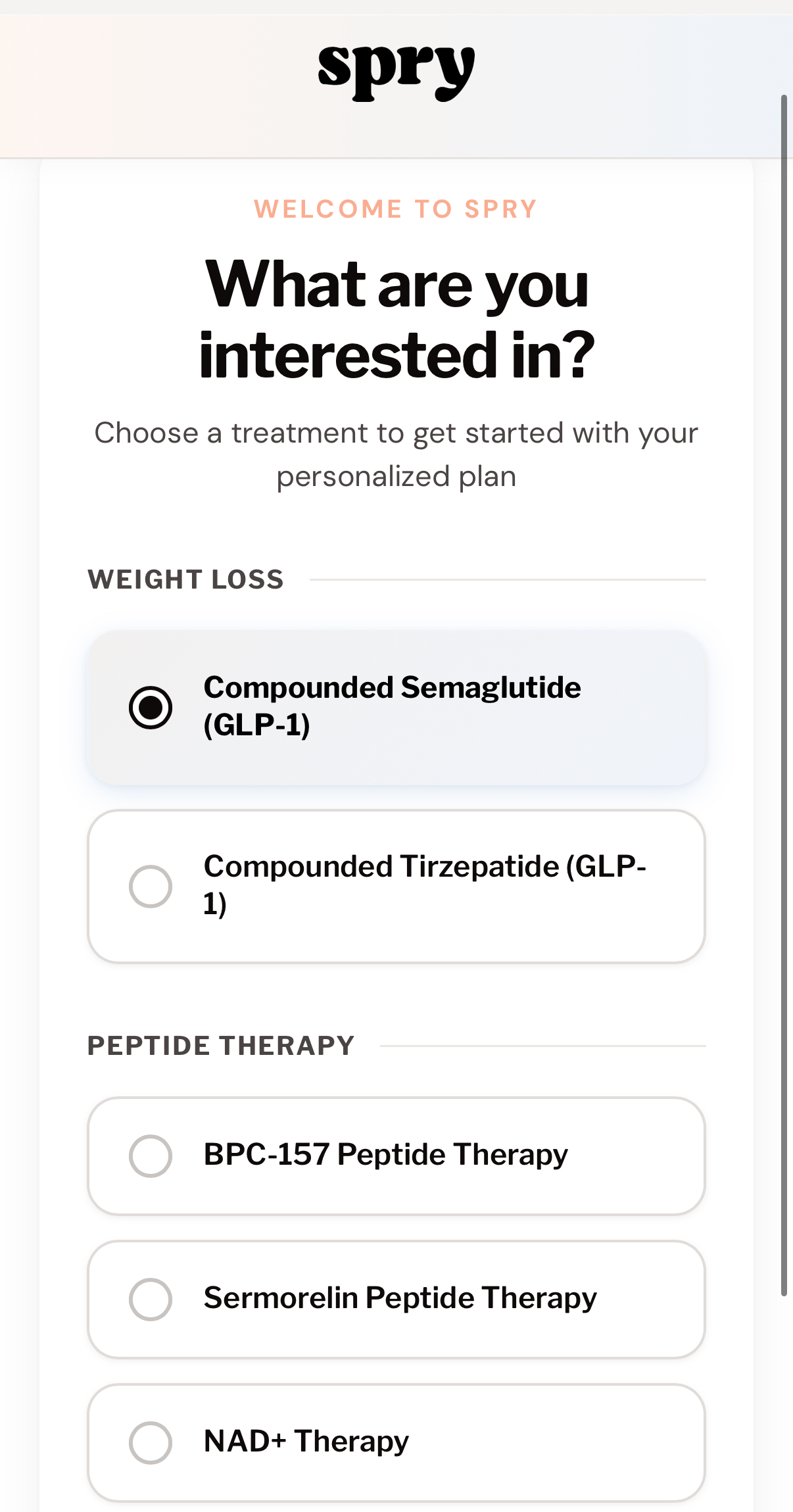 Spry intake form